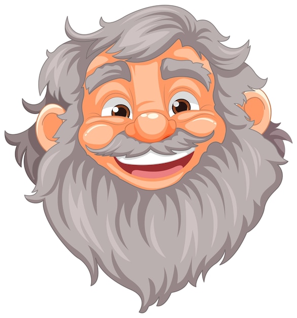 Vecteur gratuit personnage de dessin animé souriant, vieil homme avec barbe et moustache