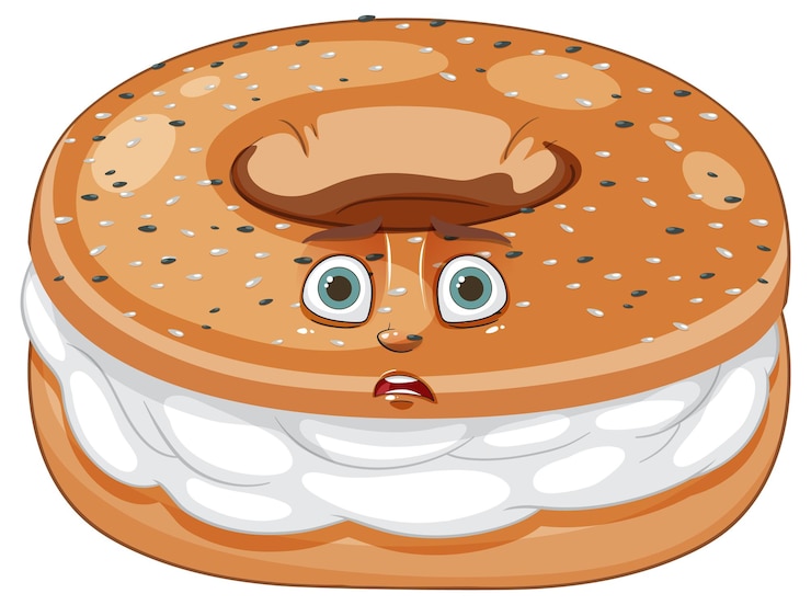 Vecteur gratuit le personnage de dessin animé surprised bagel