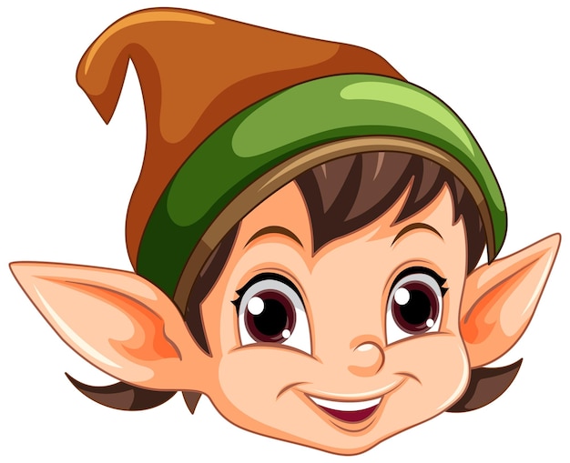 Vecteur gratuit personnage de dessin animé à tête d'elfe mignon