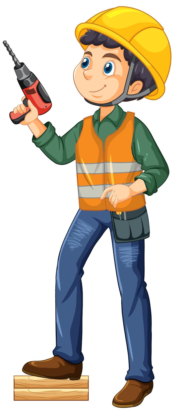 Vecteur gratuit personnage de dessin animé de travailleur de construction