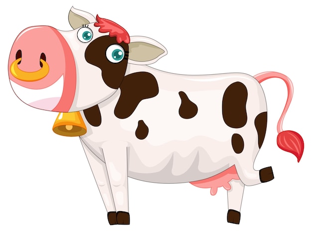 Vecteur gratuit personnage de dessin animé de vache heureuse
