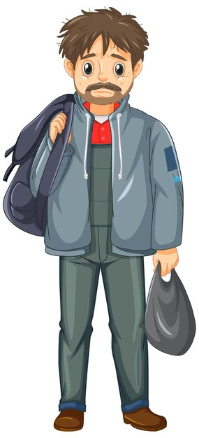 Personnage de dessin animé de vieil homme sans abri