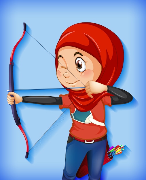 Vecteur gratuit personnage féminin archer musulman