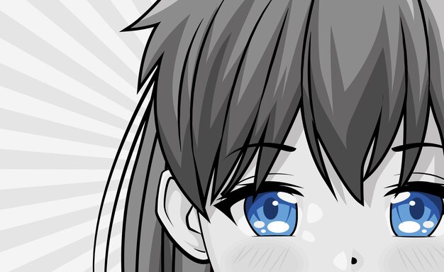 personnage de fille anime yeux bleus