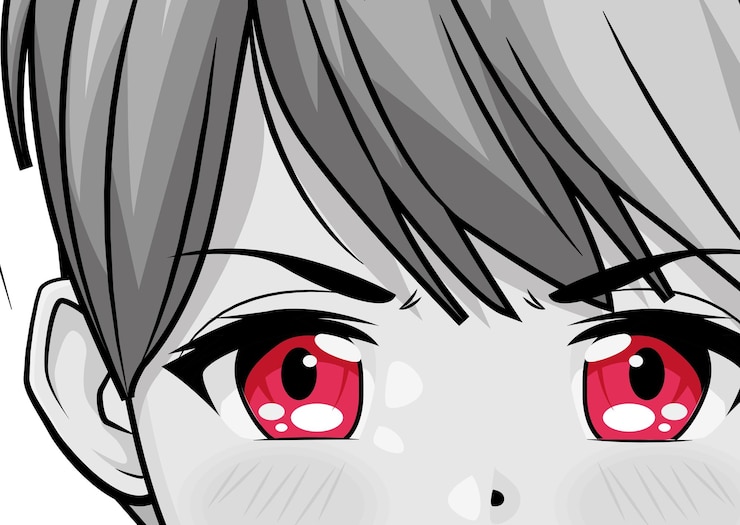 Vecteur gratuit personnage de fille anime yeux rouges