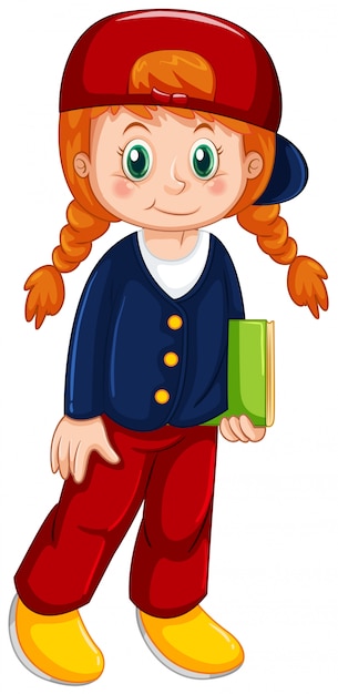 Un personnage de fille sur blanc