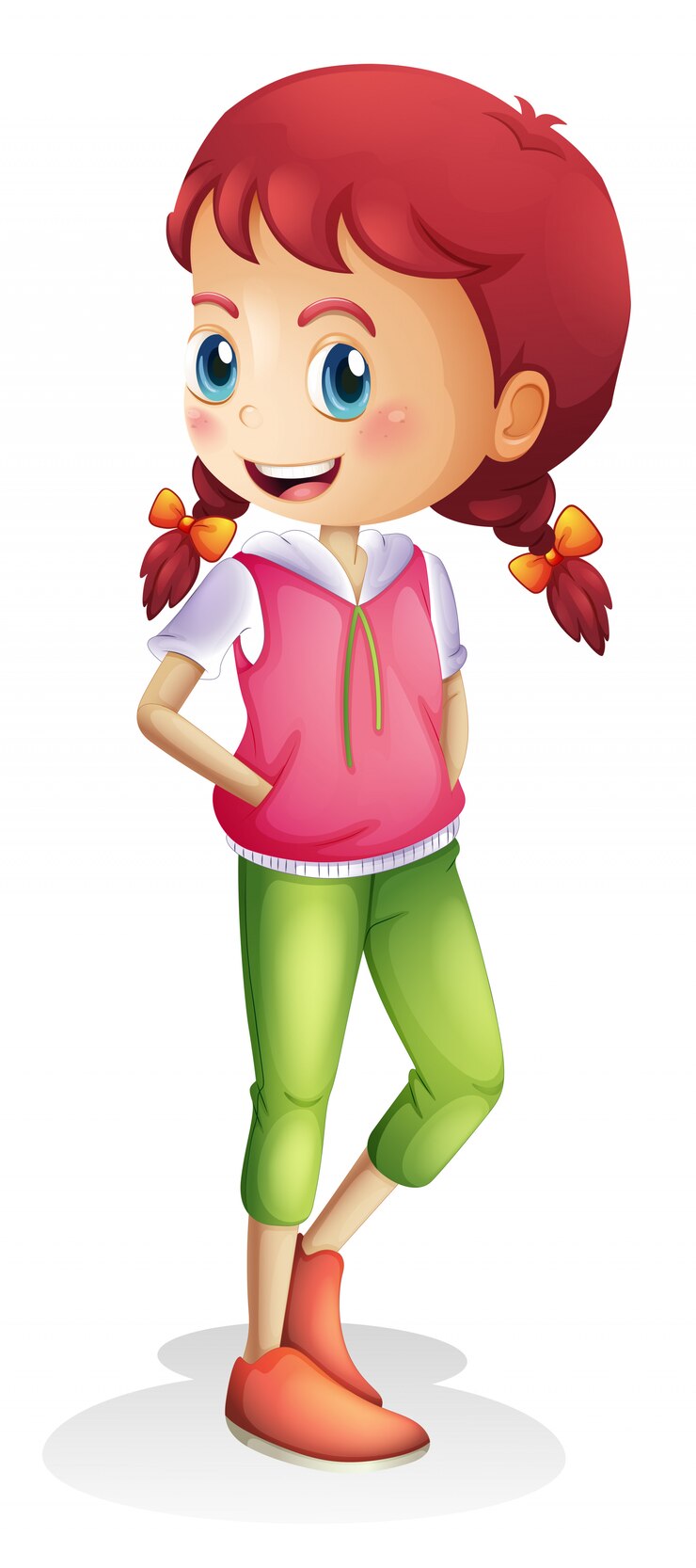 Vecteur gratuit un personnage de fille sur fond blanc