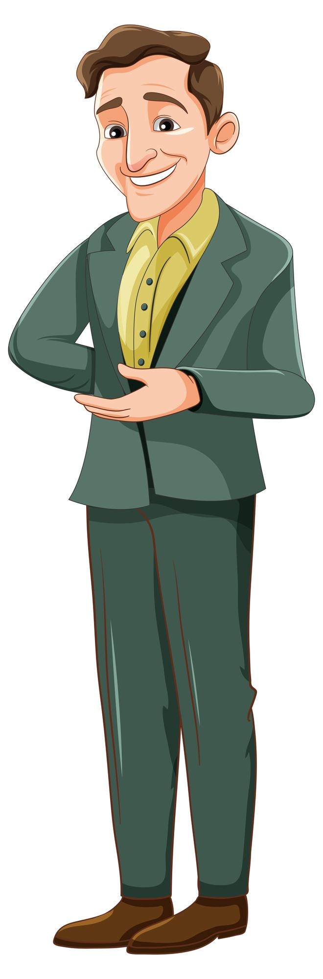 Vecteur gratuit personnage d'homme d'affaires confiant isolé
