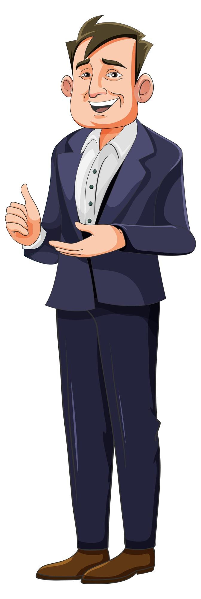 Vecteur gratuit personnage d'homme d'affaires confiant isolé