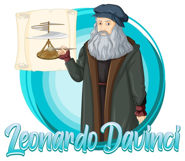 Personnage de Léonard de Vinci en style cartoon