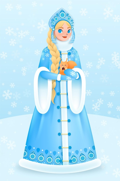 Vecteur gratuit personnage mignon de jeune fille des neiges