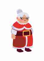 Vecteur gratuit le personnage de noël mrs claus illustration isolée