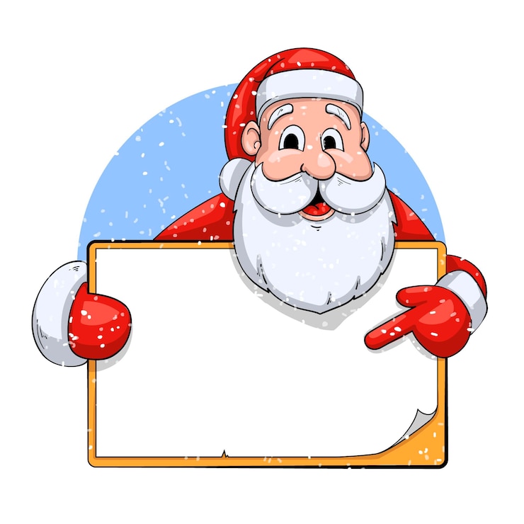 Vecteur gratuit personnage de noël tenant une bannière vierge