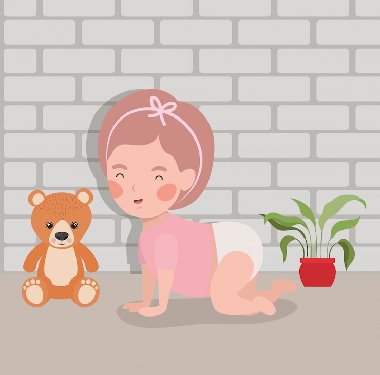 Vecteur gratuit personnage rampant de petite fille