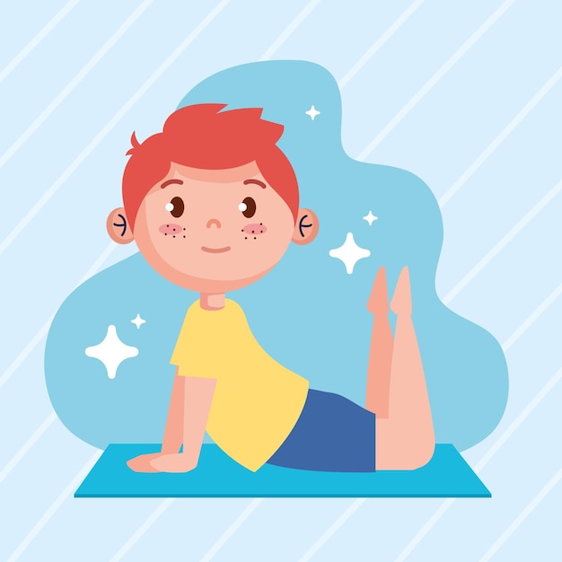 Vecteur gratuit personnage de yoga petit garçon