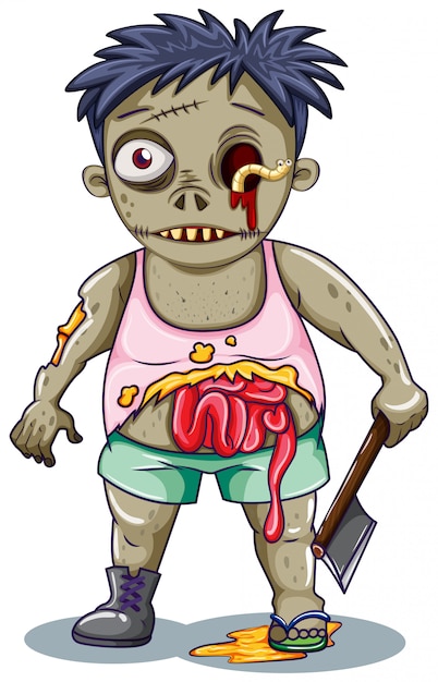 Personnage Zombie Sur Fond Blanc