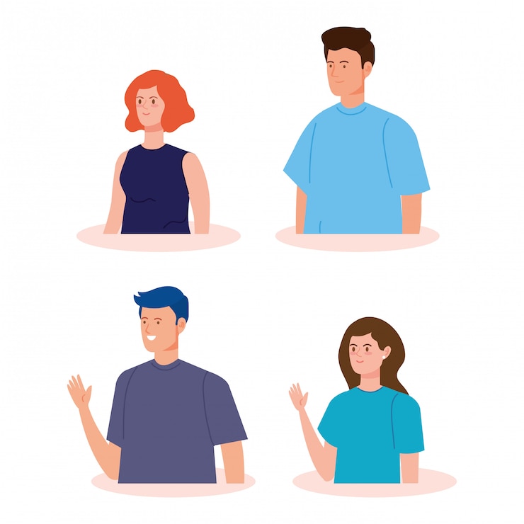 Vecteur gratuit personnages d'avatar de jeunes