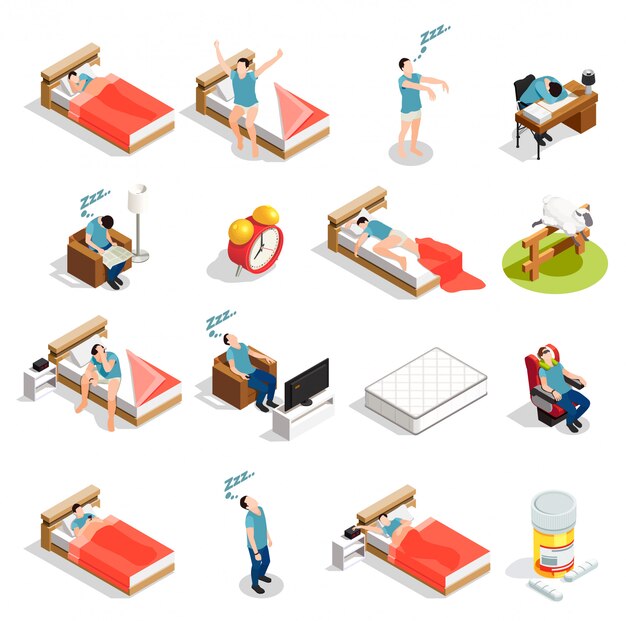 Personnages en bonne santé sommeil et troubles