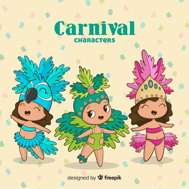 Personnages de carnaval en costumes