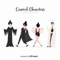 Vecteur gratuit personnages de carnaval en costumes