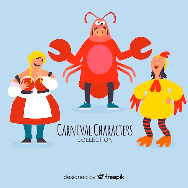 Vecteur gratuit personnages de carnaval en costumes