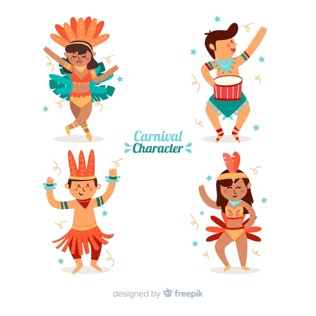 Personnages de carnaval en costumes