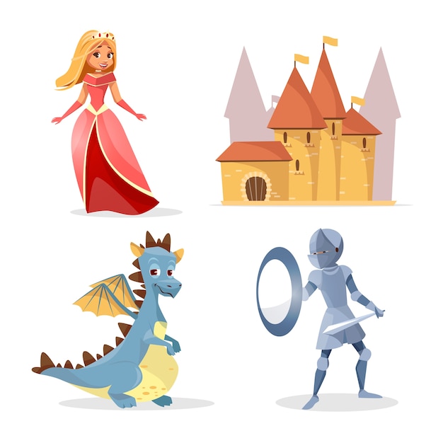 Personnages De Conte De Fées Médiévales De Dessin Animé, Jeu De Château De Créatures.