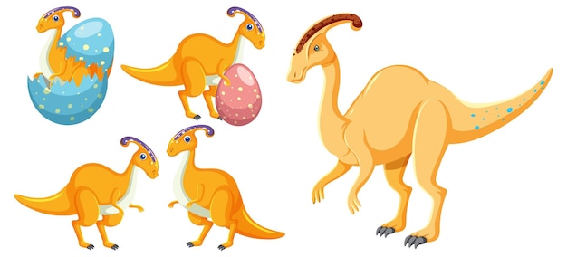 Personnages De Dessins Animés De Dinosaures Mignons Isolés