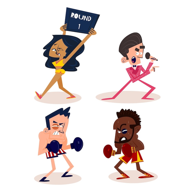 Vecteur gratuit personnages de dessins animés rétro dessinés à la main