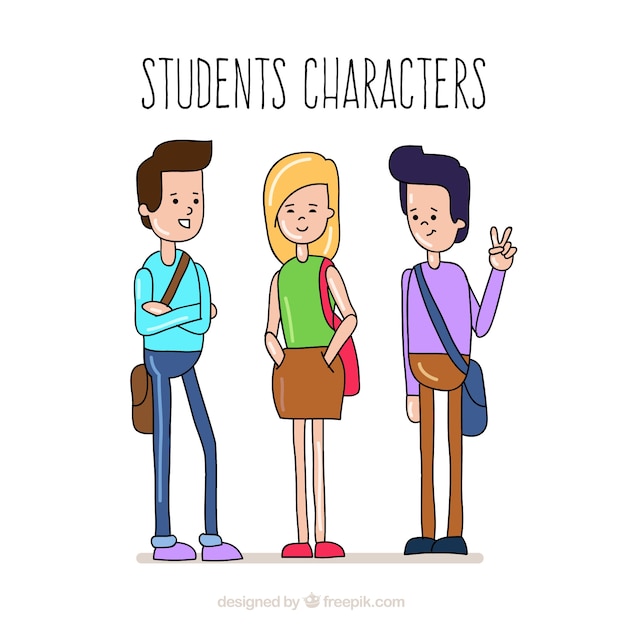Vecteur gratuit personnages étudiants collection