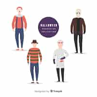 Vecteur gratuit personnages de films d'horreur pour halloween