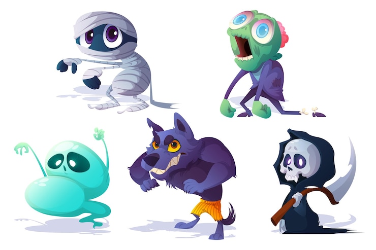 Vecteur gratuit personnages d'halloween