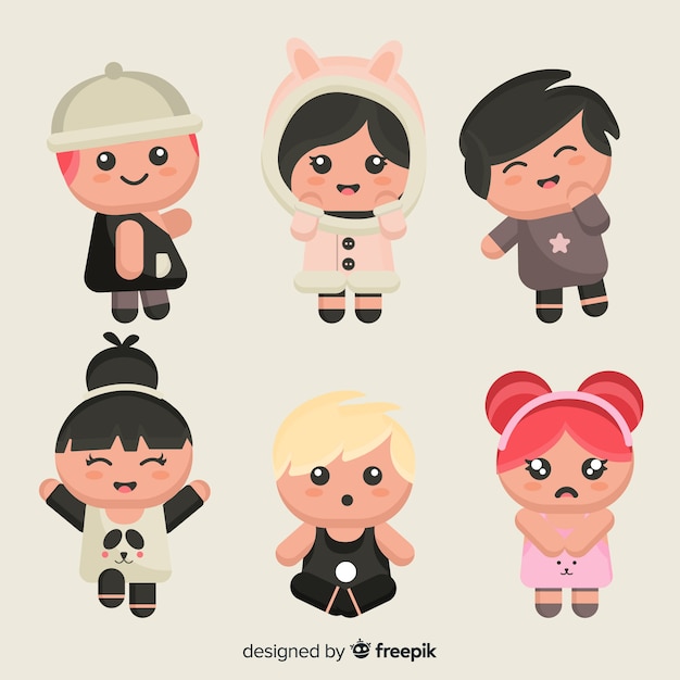 Vecteur gratuit personnages kawaii mignons