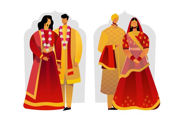 Personnages de mariage indien