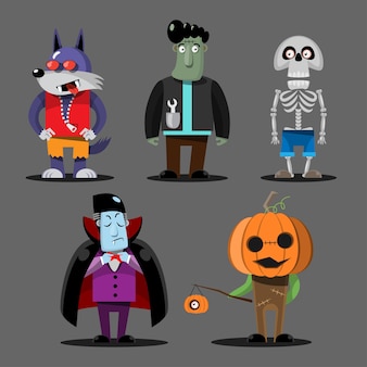 Personnages de monstre halloween heureux