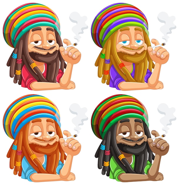 Des Personnages Rasta Expressifs Fument