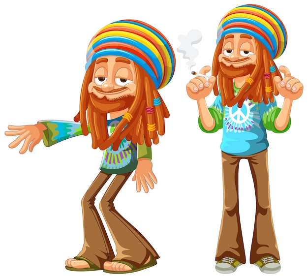 Vecteur gratuit des personnages rastafariens colorés illustration vectorielle