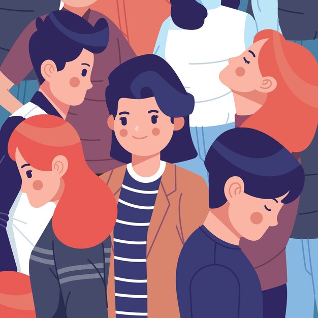 Personne souriante dans la foule illustrée