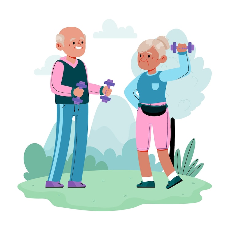Vecteur gratuit personnes âgées actives illustrées
