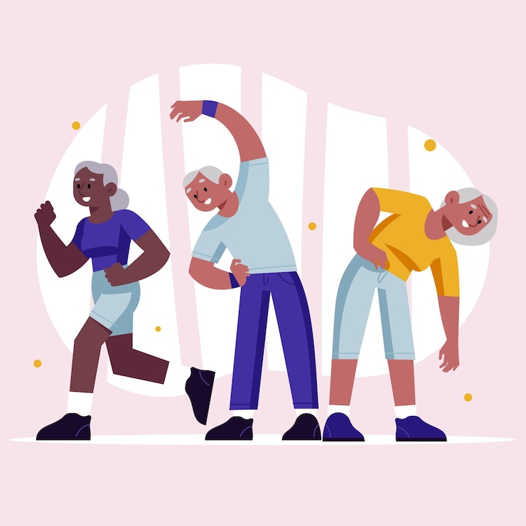 Vecteur gratuit personnes âgées actives