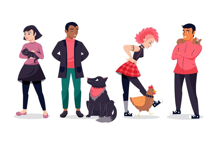 Vecteur gratuit personnes avec animaux
