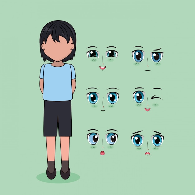 Vecteur gratuit personnes anime visage