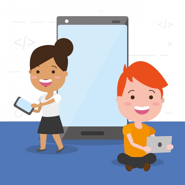 Personnes avec des appareils technologiques