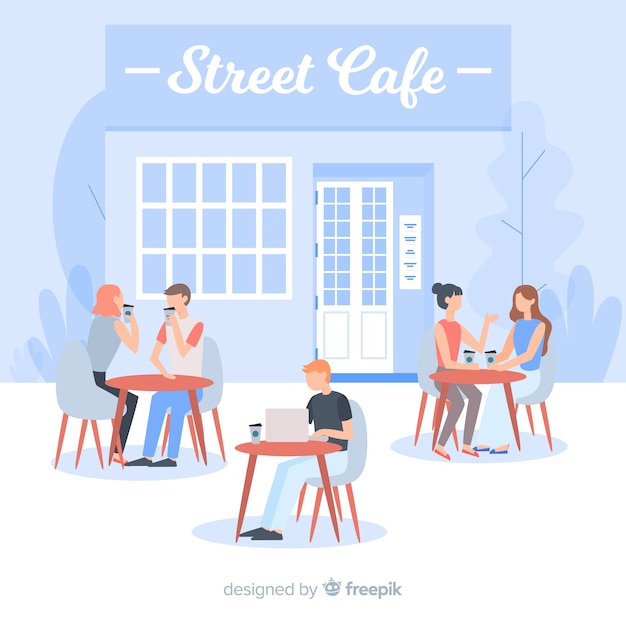 Vecteur gratuit personnes assises dans un café