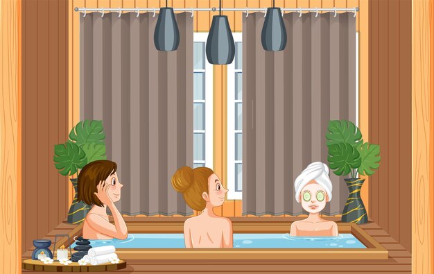 Vecteur gratuit personnes au spa