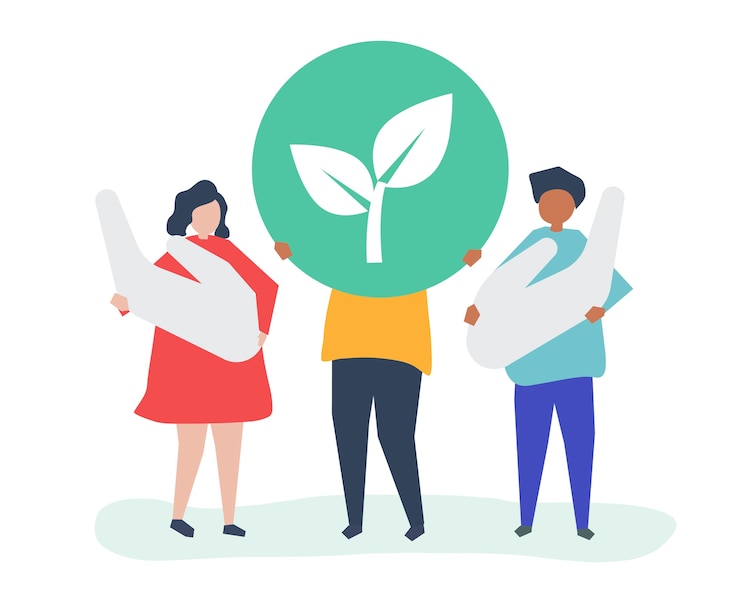 Vecteur gratuit personnes ayant un concept de responsabilité environnementale
