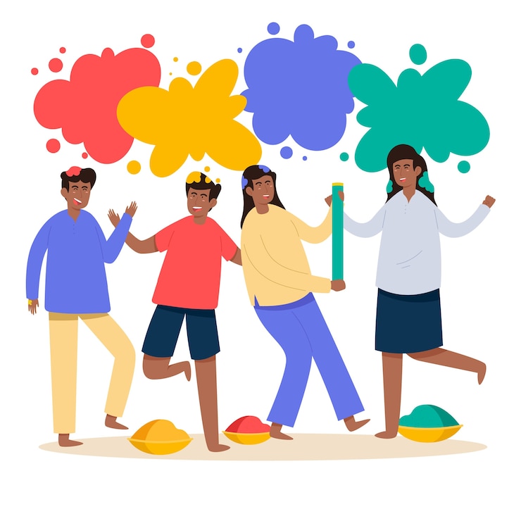 Vecteur gratuit personnes célébrant la conception d'illustration du festival holi