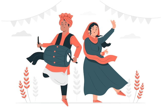 Vecteur gratuit personnes célébrant l'illustration du concept de festival lohri