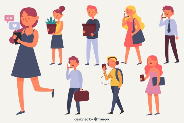 Personnes avec collection de smartphone