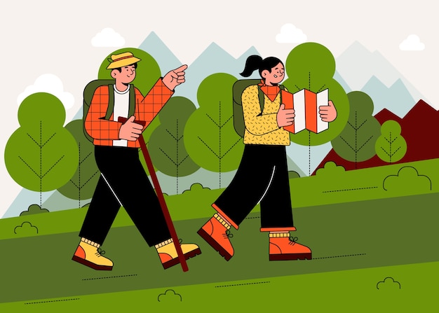 Personnes Dessinées à La Main Dans L'illustration De La Forêt